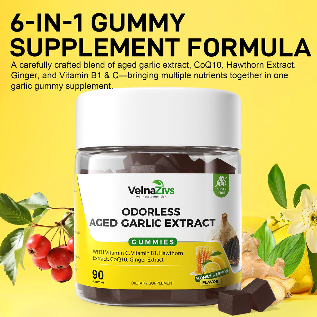 Aged Garlic Extract Gummies with CoQ10 60mg - S-Allyl Cysteine Formula
