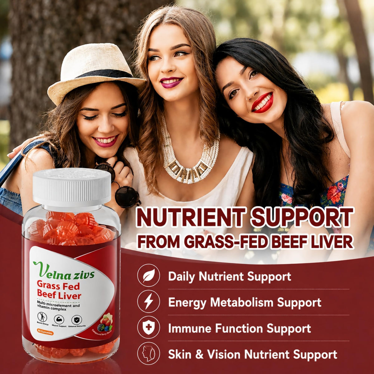 Grass Fed Beef Liver Gummies - Naturally Occurring Vitamin A, B12 and Heme Iron - Product scene 2