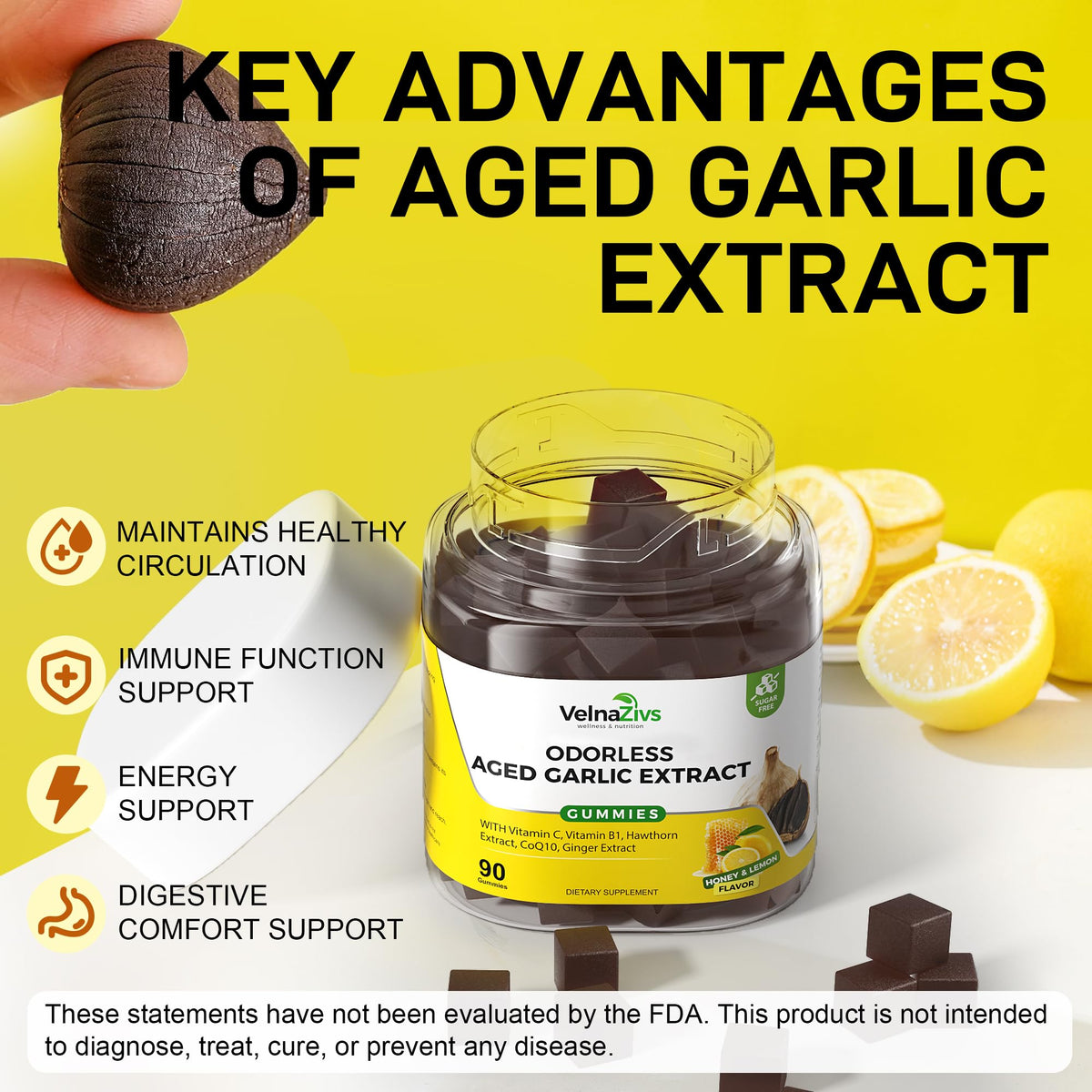 Aged Garlic Extract Gummies with CoQ10 60mg - S-Allyl Cysteine Formula - Product scene 4